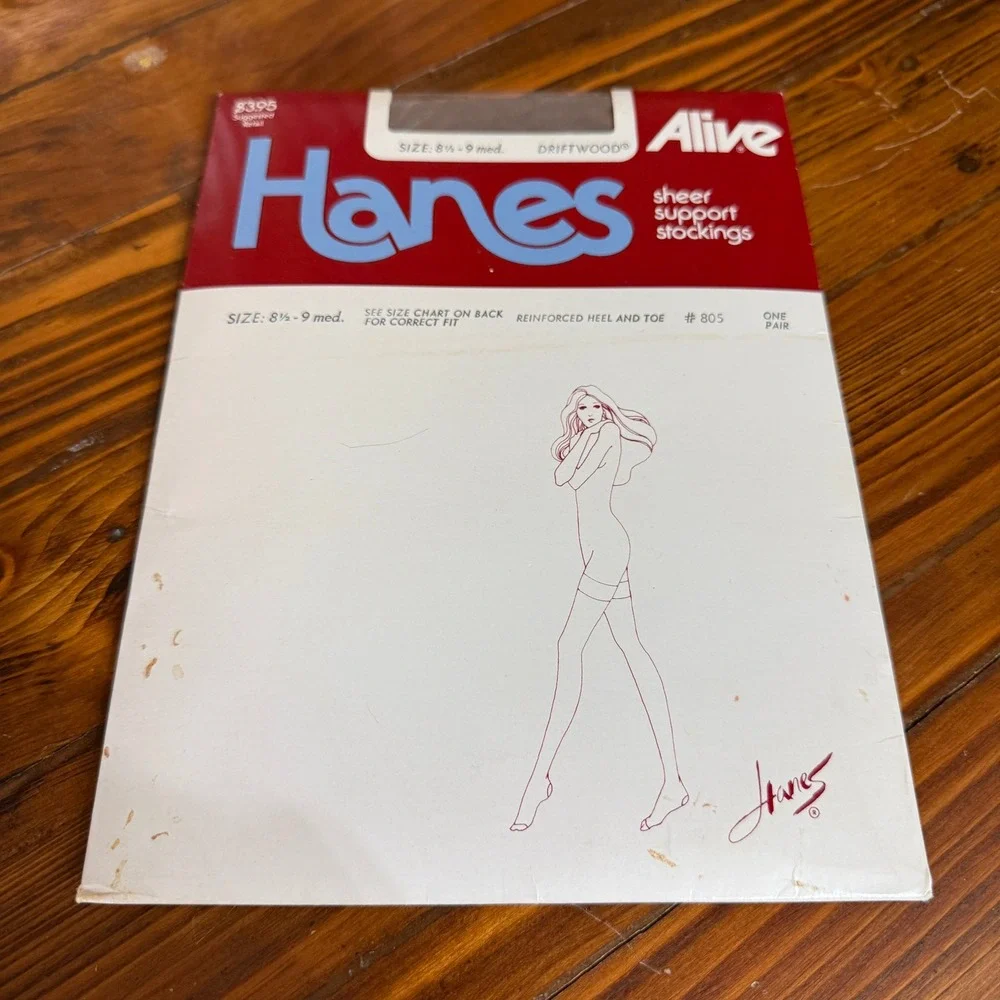 Hanes Alive Stockings Women 8.5-9 Med Driftwood New Vintage 1978 Sheer Support